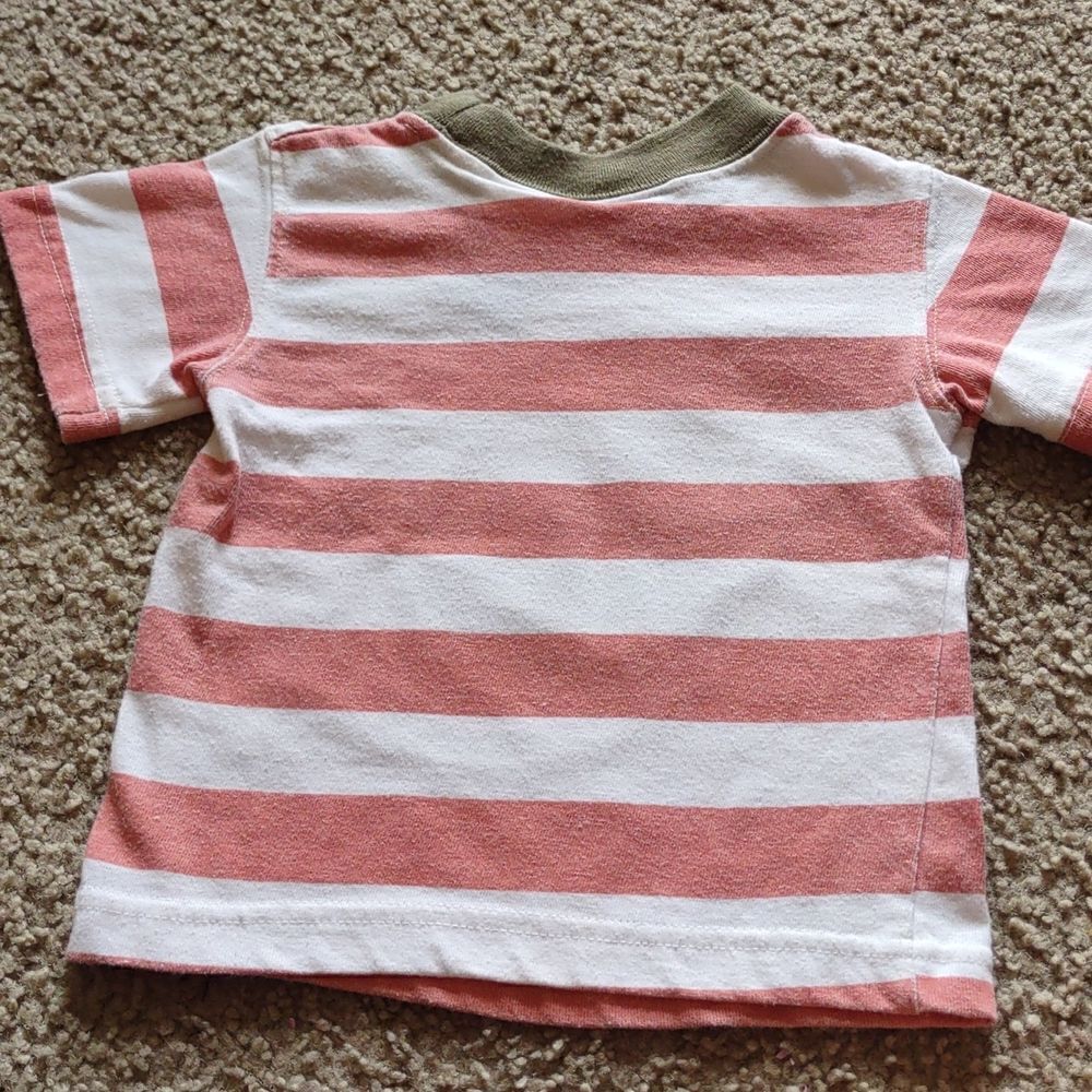 Cradle Togs, Baby Size 12M, Hippo and turtle, short sleeve dark peach stripe top - Picture 4 of 4